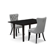 East West Furniture 3-Piece Dinette Set in Black/Light Gray