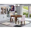 East West Furniture 3-Piece Dining Table Set  in Antique Walnut/Mist Beige