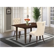 East West Furniture 3-Piece Dining Table Set in Mahogany/Light Beige