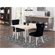 East West Furniture 3-Piece Kitchen Table Set in Linen White/Black