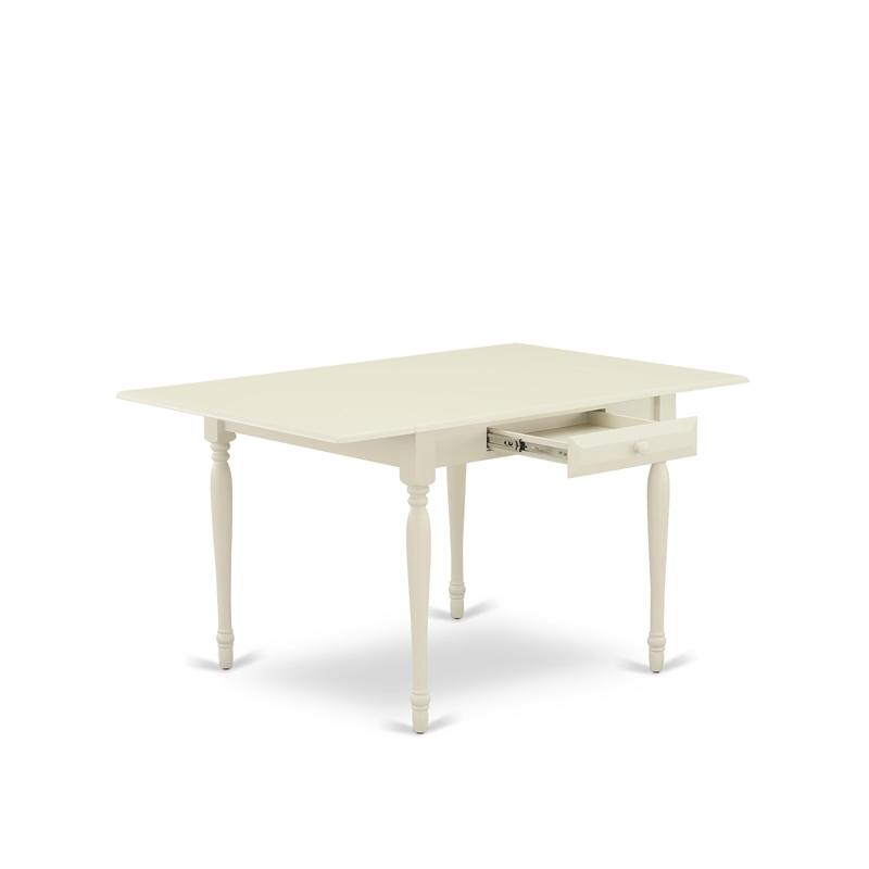 East West Furniture 3-Piece Kitchen Table Set in Linen White/Navy Blue