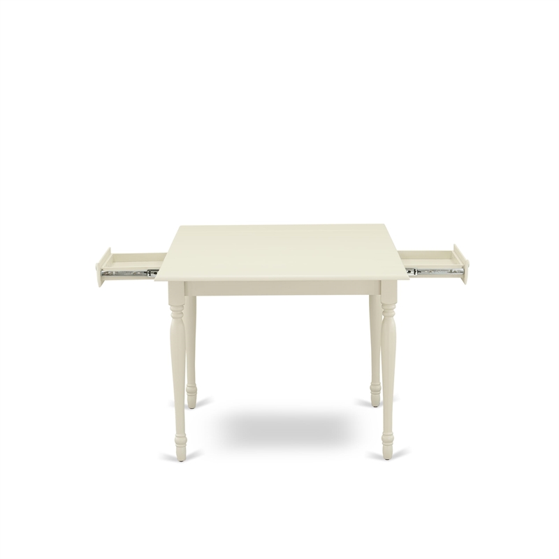 East West Furniture 3-Piece Kitchen Table Set in Linen White/Navy Blue