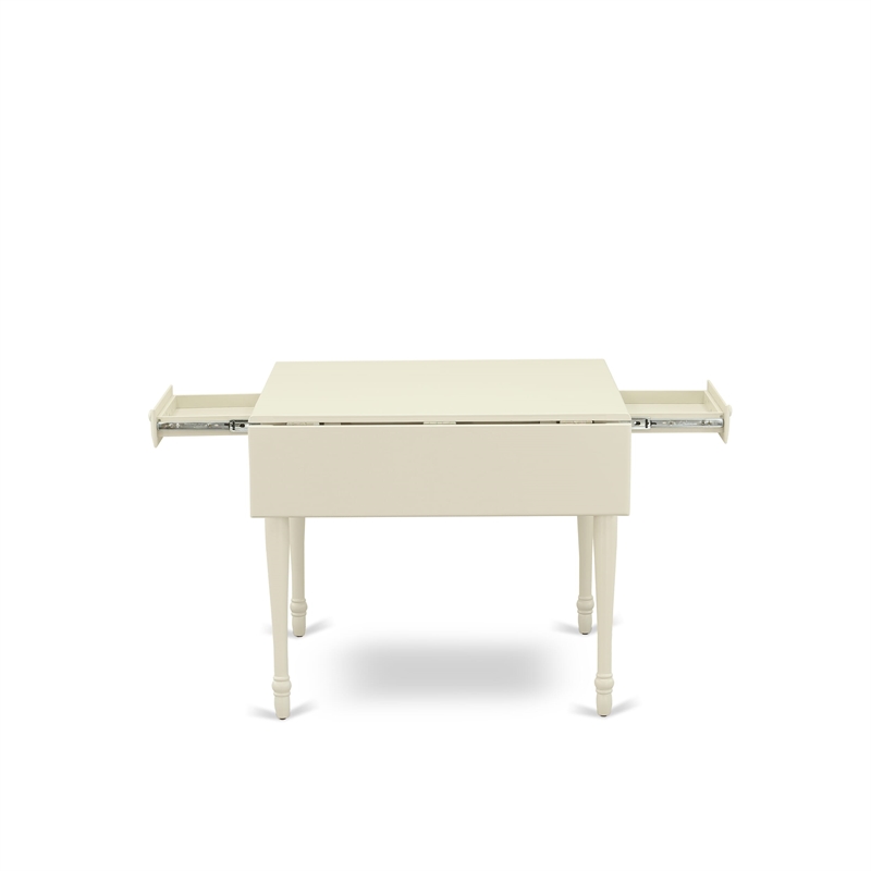 East West Furniture 3-Piece Kitchen Table Set in Linen White/Navy Blue