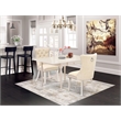 East West Furniture 3-Piece Dining Room Set in Linen White/Light Beige