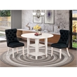 East West Furniture 3-Piece Kitchen Set in Linen White/Black