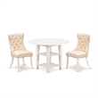 East West Furniture 3-Piece Dining Room Set in Linen White/Light Beige