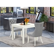 East West Furniture 3-Piece Dining Table Set  in Linen White/Light Gray
