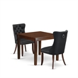East West Furniture 3-Piece Kitchen Set for Small Spaces in Mahogany/Dark Gray