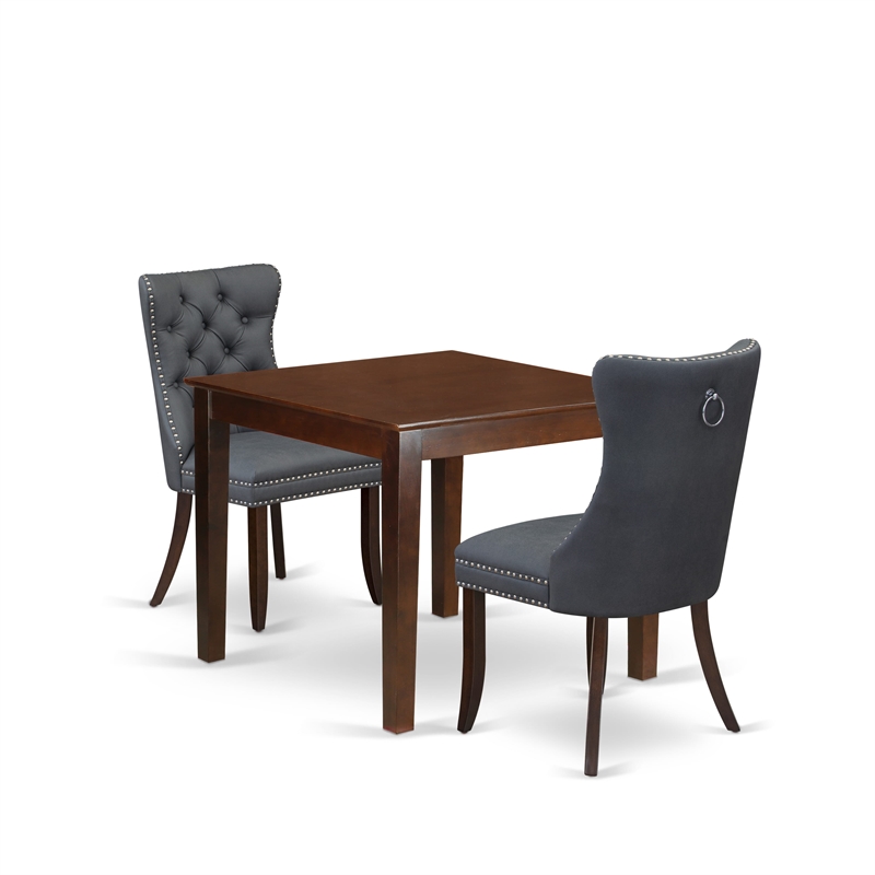 East West Furniture 3-Piece Dining Room Set in Mahogany/Platinum Gray