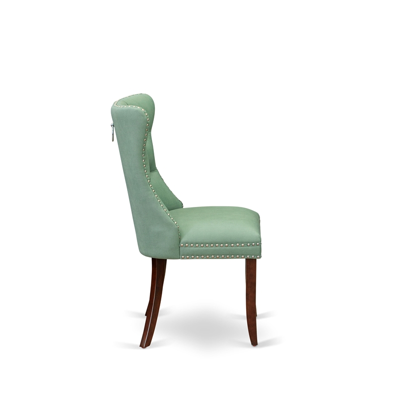 East West Furniture 3-Piece Dinette Set in Mahogany/Willow Green