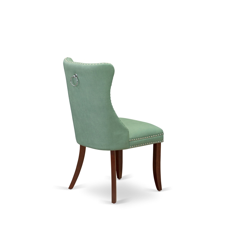 East West Furniture 3-Piece Dinette Set in Mahogany/Willow Green