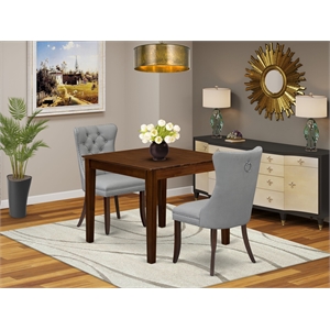 East West Furniture 3-Piece Kitchen Table Set in Mahogany/Light Gray