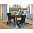 East West Furniture 3-Piece Kitchen Table Set in Mahogany/Navy Blue