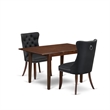 East West Furniture 3-Piece Kitchen Table Set in Mahogany/Dark Gray