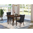 East West Furniture 3-Piece Kitchen Table Set in Mahogany/Dark Gray