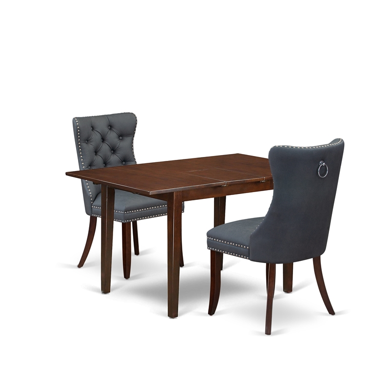 East West Furniture 3-Piece Dining Set in Mahogany/Platinum Gray