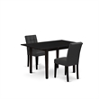 East West Furniture 3-Piece Dining Table Set in Black/Dark Gray