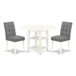East West Furniture 3-Piece Modern Dining Set in Linen White/Platinum Gray