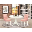 East West Furniture 3-Piece Dining Table Set in Linen White/Beige Red