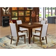 East West Furniture 5-Piece Dining Table Set in Antique Walnut/Gray