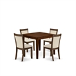 East West Furniture 5-Piece Dining Set in Antique Walnut/Light Beige