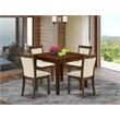 East West Furniture 5-Piece Dining Set in Antique Walnut/Light Beige