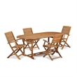 East West Furniture 5-Piece Outdoor Patio Dining Set in Natural Oil
