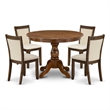 East West Furniture 5-Piece Dining Room Set in Antique Walnut/Light Beige