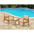 East West Furniture Outdoor Wood 3PC Coffee Table Set in Natural Oil/Light Brown