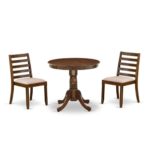 East West Furniture Antique 3-Piece Dining Set in Walnut Finish