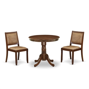 East West Furniture Antique 3-Piece Kitchen Dining Set in Walnut Finish