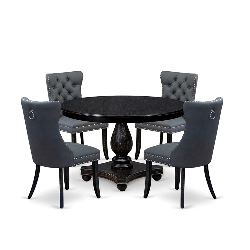 East West Furniture Ferris 5-Piece Kitchen Dining Set in Black Finish