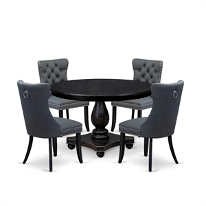 East West Furniture Ferris 5-Piece Kitchen Dining Set in Black Finish