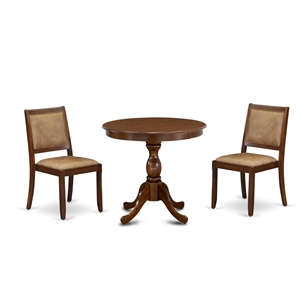 East West Furniture Antique 3-Piece Kitchen Dining Set in Walnut Finish