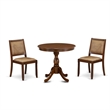 East West Furniture Antique 3-Piece Kitchen Dining Set in Walnut Finish