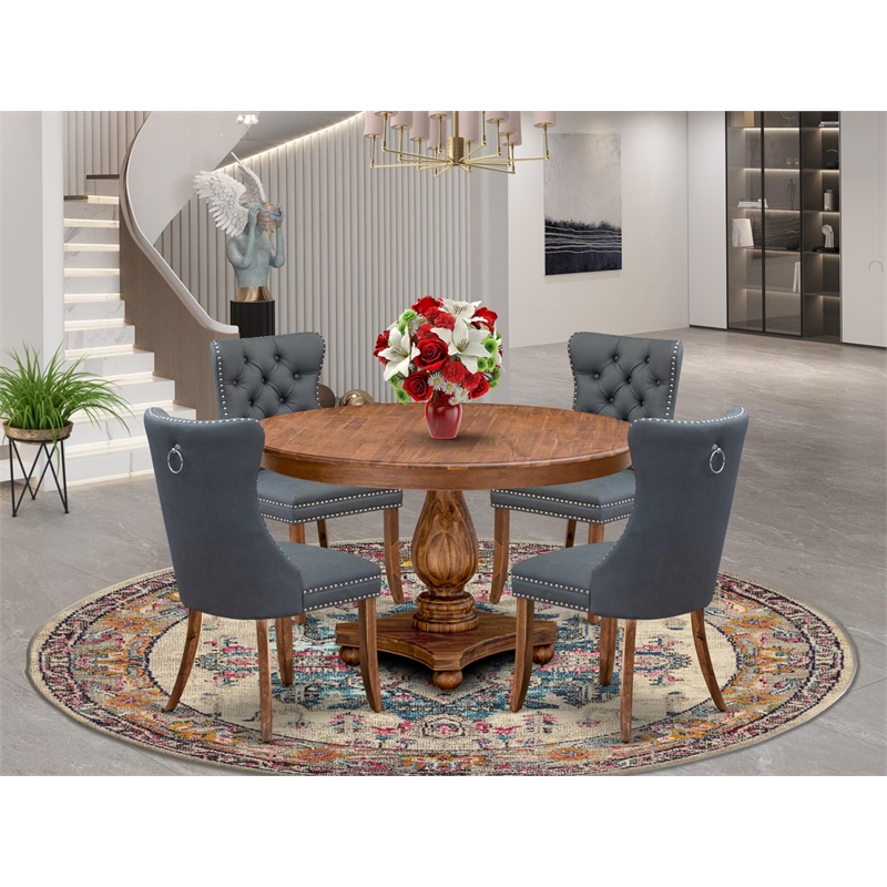 East West Furniture Ferris 5-Piece Dining Set in Walnut Finish