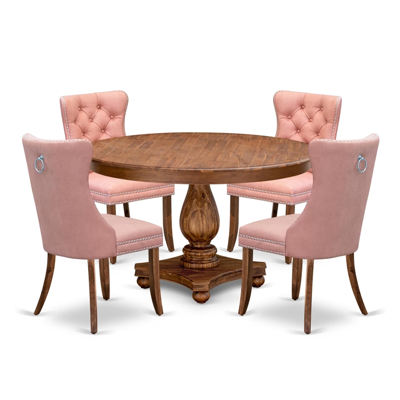 East West Furniture Ferris 5-Piece Dining Room Table Set in Walnut Finish