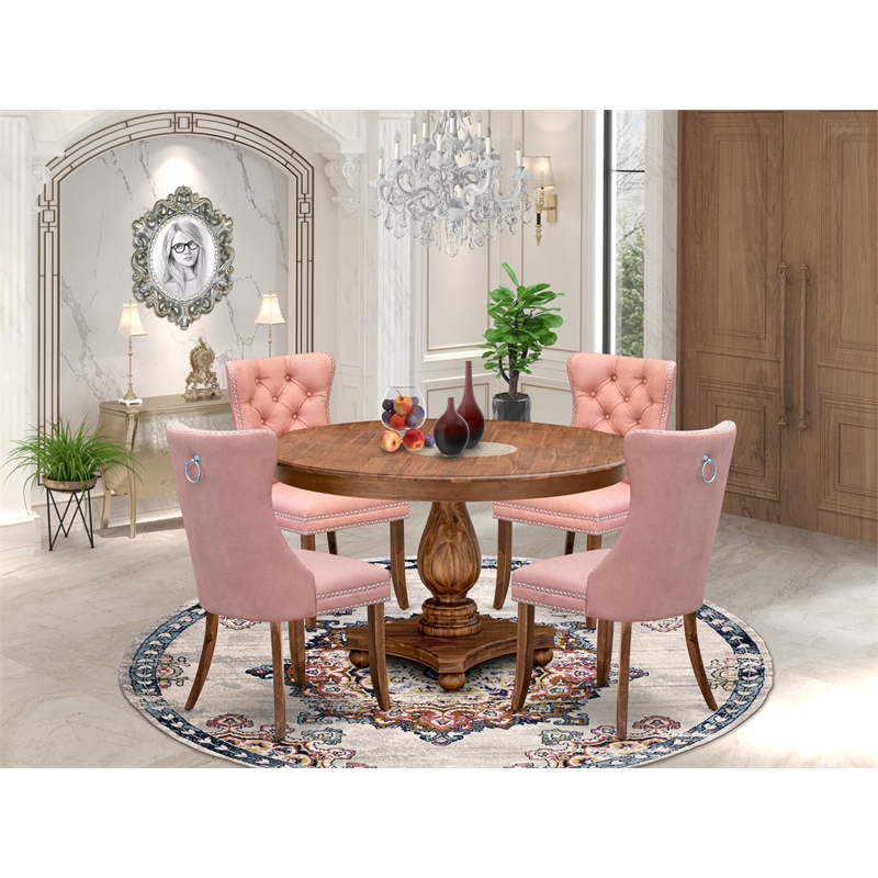 East West Furniture Ferris 5-Piece Dining Room Table Set in Walnut Finish