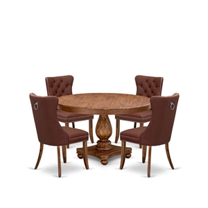 East West Furniture Ferris 5-Piece Dining Room Table Set in Walnut Finish
