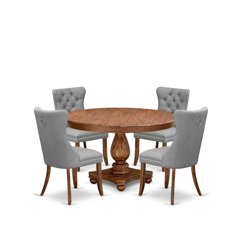 East West Furniture Ferris 5-Piece Dining Room Table Set in Walnut Finish