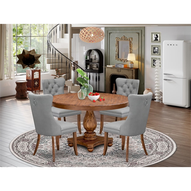 East West Furniture Ferris 5-Piece Dining Room Table Set in Walnut Finish