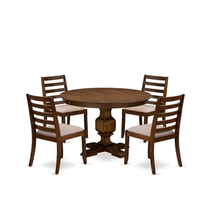East West Furniture Ferris 5 Piece A Modern Dining Table Set in Walnut Finish