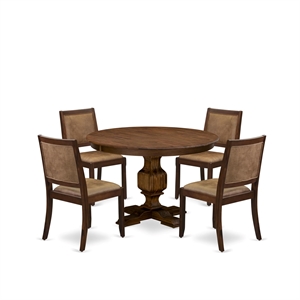 East West Furniture Ferris 5 Piece A Dining Table Set in Walnut Finish