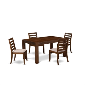 East West Furniture Celina 5 Piece A Dining Room Table Set in Walnut Finish