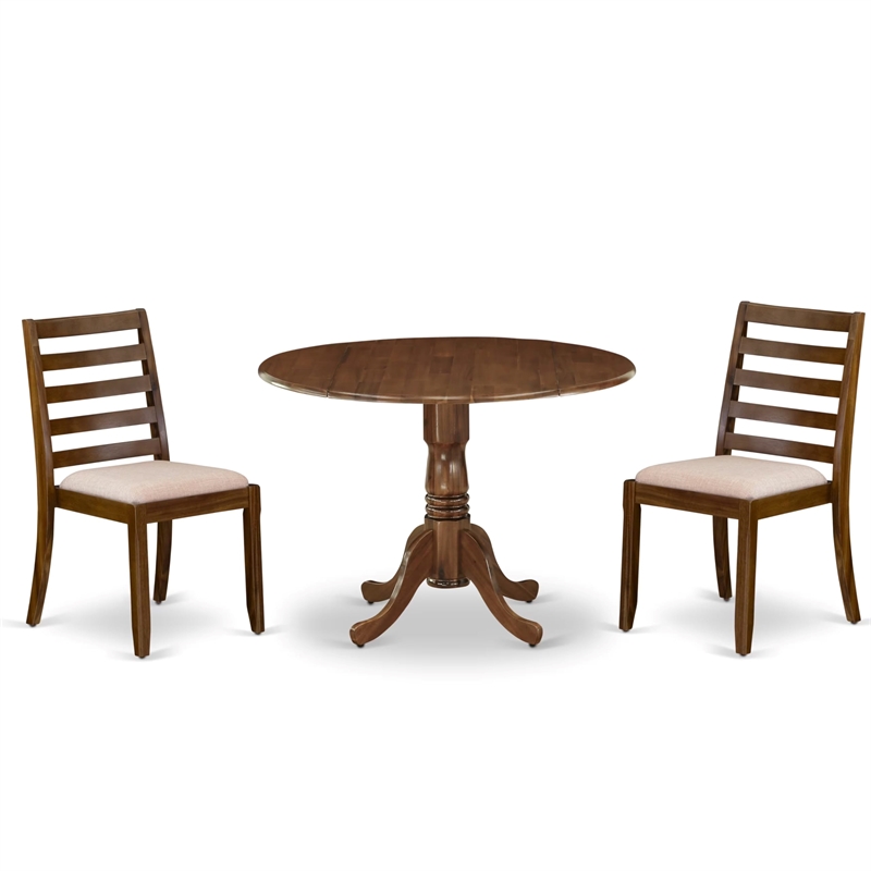 East West Furniture Dublin 3 Piece A Dining Room Set in Walnut Finish