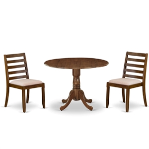 East West Furniture Dublin 3 Piece A Dining Room Set in Walnut Finish