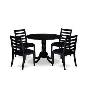 East West Furniture Dublin 5-Piece Dining Set in Black Finish