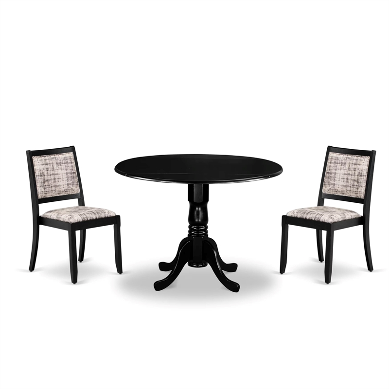 East West Furniture Dublin 3-Piece Dining Set in Black Finish