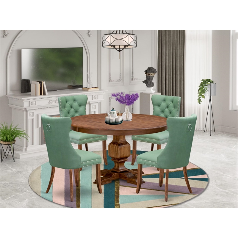 East West Furniture Ferris 5-Piece Dining Room Set in Walnut Finish