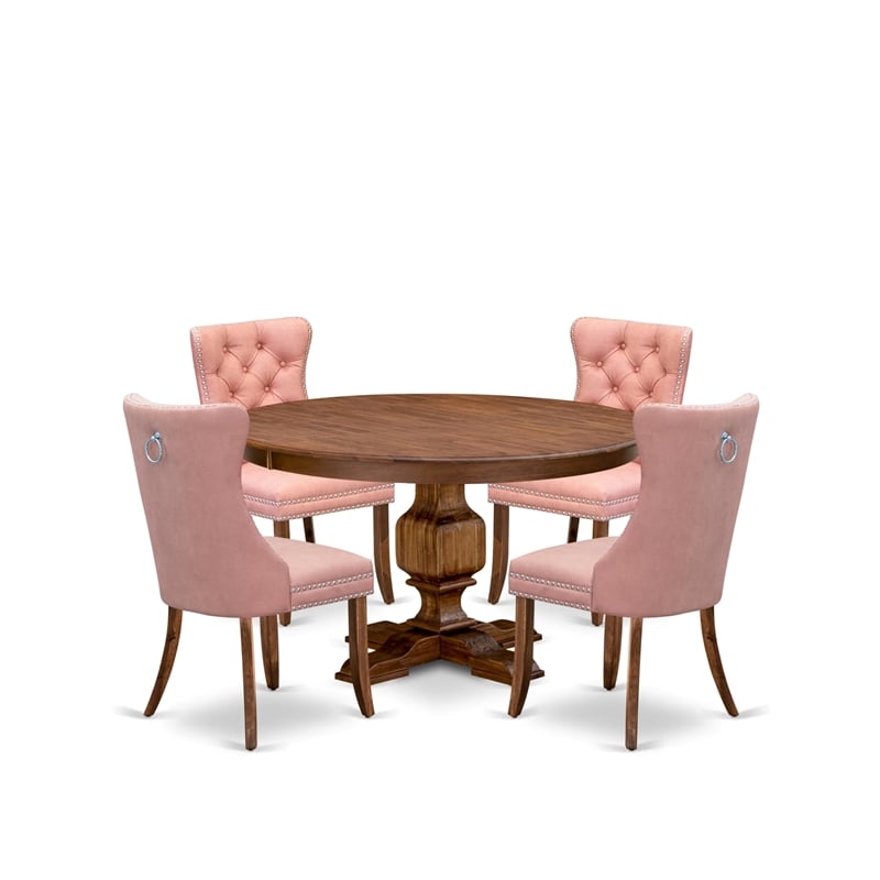 East West Furniture Ferris 5-Piece Dining Table Set in Walnut Finish
